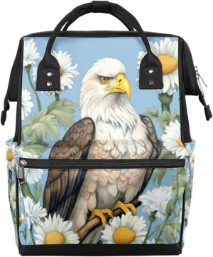 Diaper Bag Backpack for Mom and Dad Pañaleras Para Bebe Large Capacity Mommy Leisure Bag Baby Shower Bag for Hospital Weekend Birds Falcon Daisy Student Travel for Women