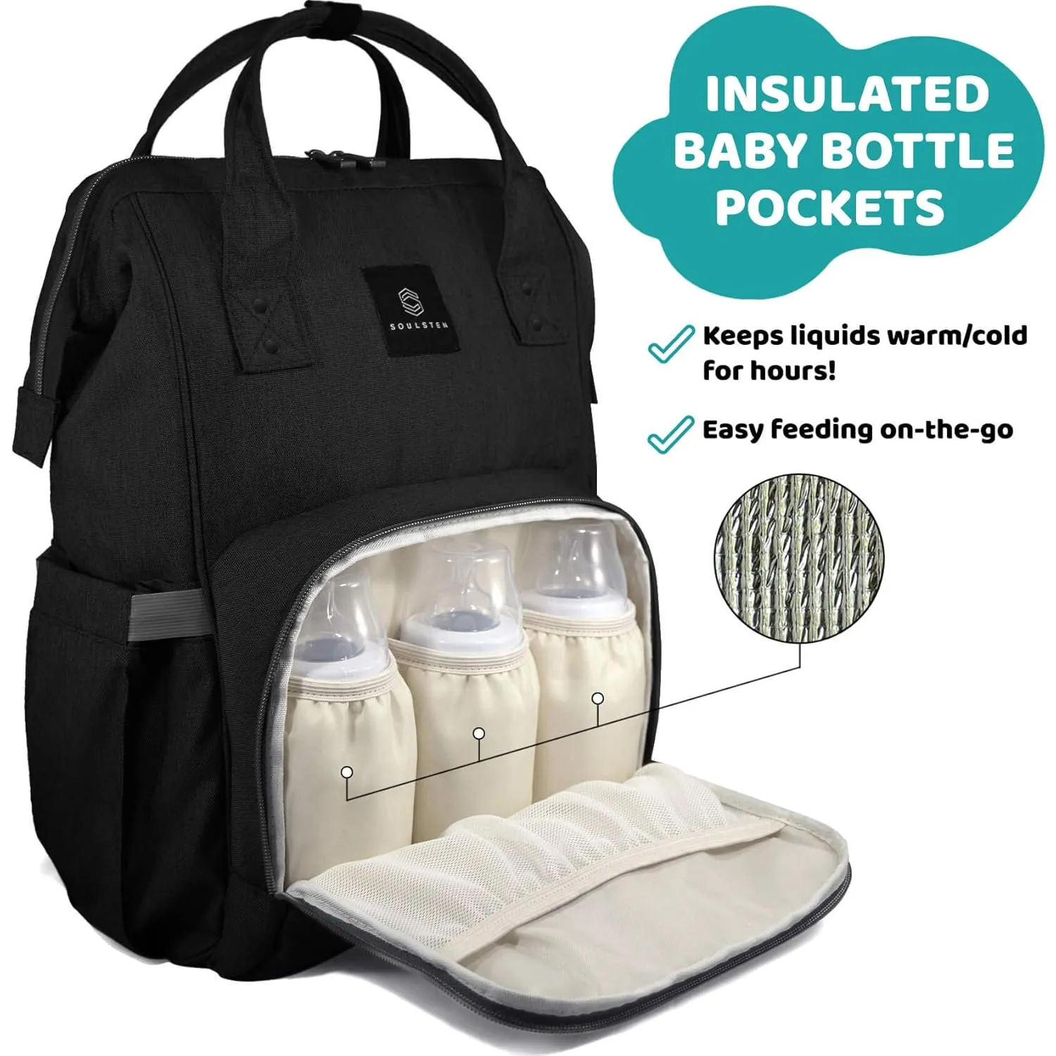 Diaper Bag Backpack for Mom and Dad - Unisex Baby Backpack Diaper Bag with Stroller Straps - Multifunctional, Waterproof, and Stylish Diaper Backpack - Midnight Black