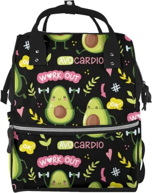 Diaper Bag Backpack For Women, Avocado Work Out Waterproof Multifunction Travel Pack Maternity Baby Changing Bags, Nappy Baby Bags With Multi-Function For Baby