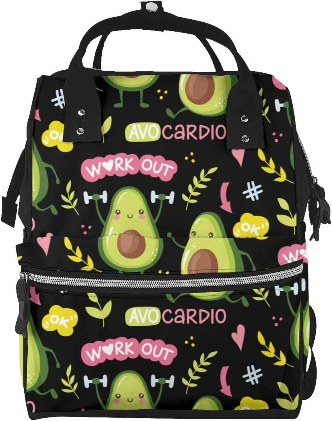 Diaper Bag Backpack For Women, Avocado Work Out Waterproof Multifunction Travel Pack Maternity Baby Changing Bags, Nappy Baby Bags With Multi-Function For Baby
