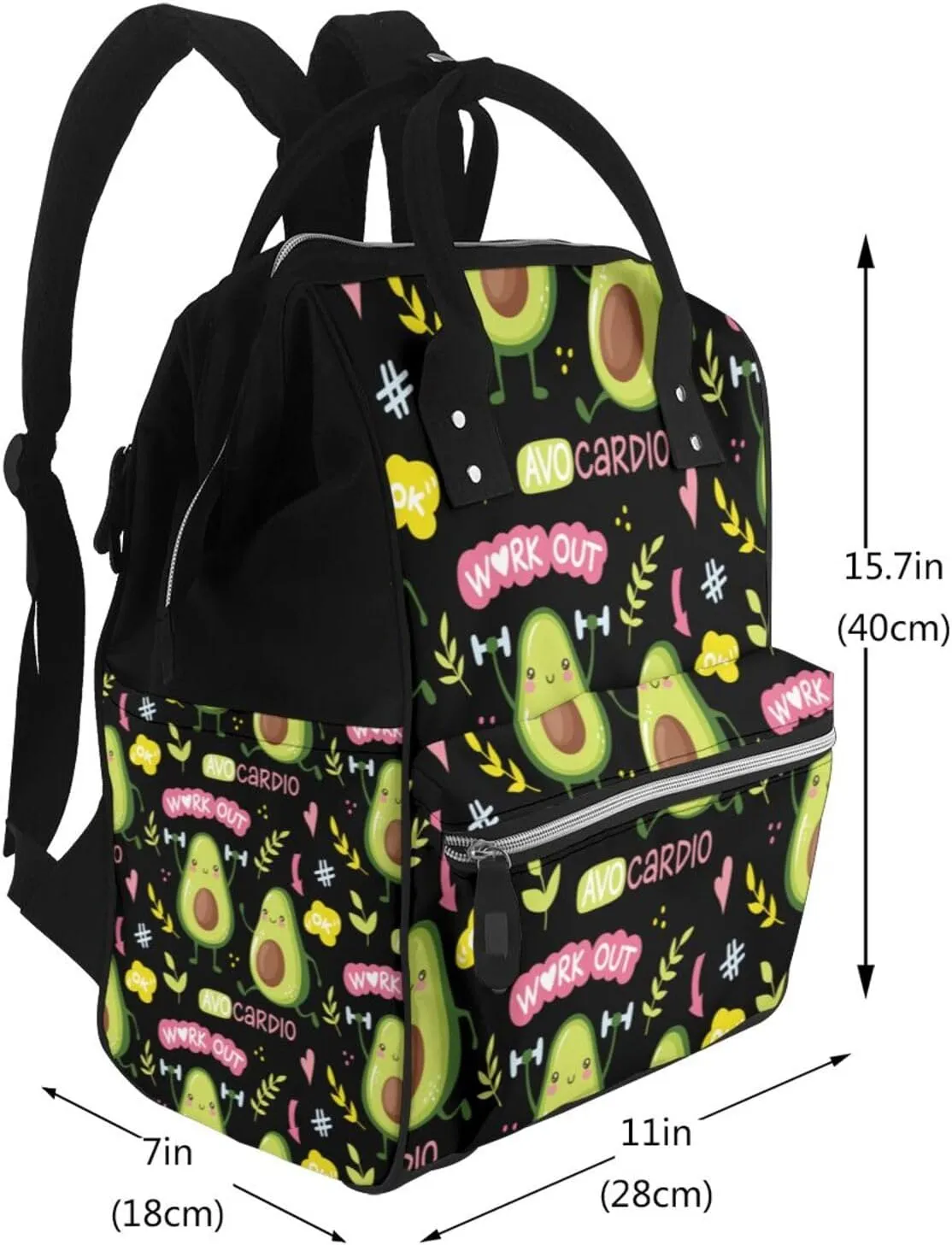 Diaper Bag Backpack For Women, Avocado Work Out Waterproof Multifunction Travel Pack Maternity Baby Changing Bags, Nappy Baby Bags With Multi-Function For Baby