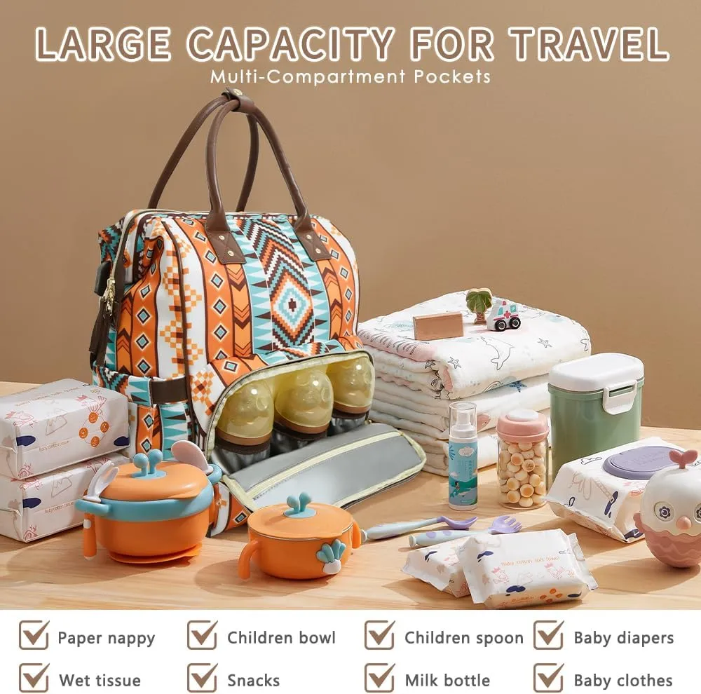 Diaper Bag Backpack for Women, Baby Bag for Mom, Wrangler Diaper Bags, Big Diaper Bag with Stroller Straps Pacifier Case, Multifunctional Unisex Travel Diaper Bag for Mom Dad Women (flower)