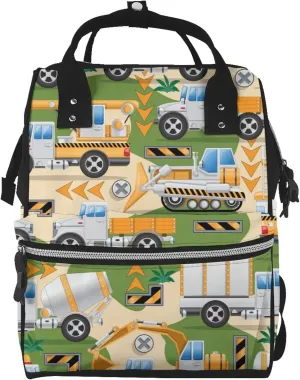 Diaper Bag Backpack For Women, Construction Machinery1 Waterproof Multifunction Travel Pack Maternity Baby Changing Bags, Nappy Baby Bags With Multi-Function For Baby