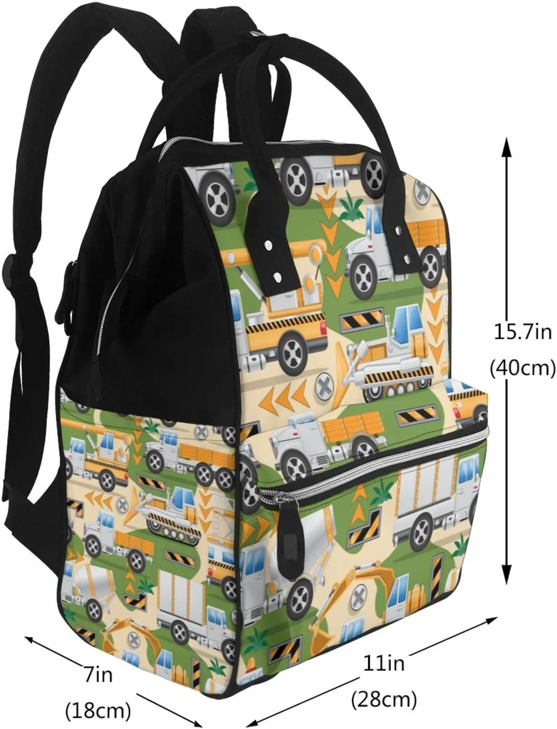 Diaper Bag Backpack For Women, Construction Machinery1 Waterproof Multifunction Travel Pack Maternity Baby Changing Bags, Nappy Baby Bags With Multi-Function For Baby