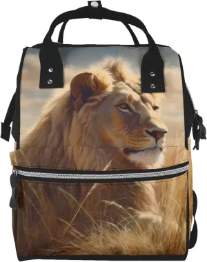 Diaper Bag Backpack for Women Waterproof Mummy Backpack Large Nappy Bag Prairie lion Nursing Bag