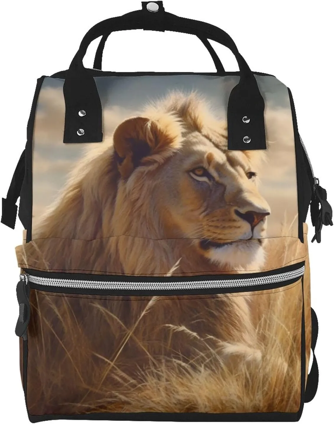 Diaper Bag Backpack for Women Waterproof Mummy Backpack Large Nappy Bag Prairie lion Nursing Bag