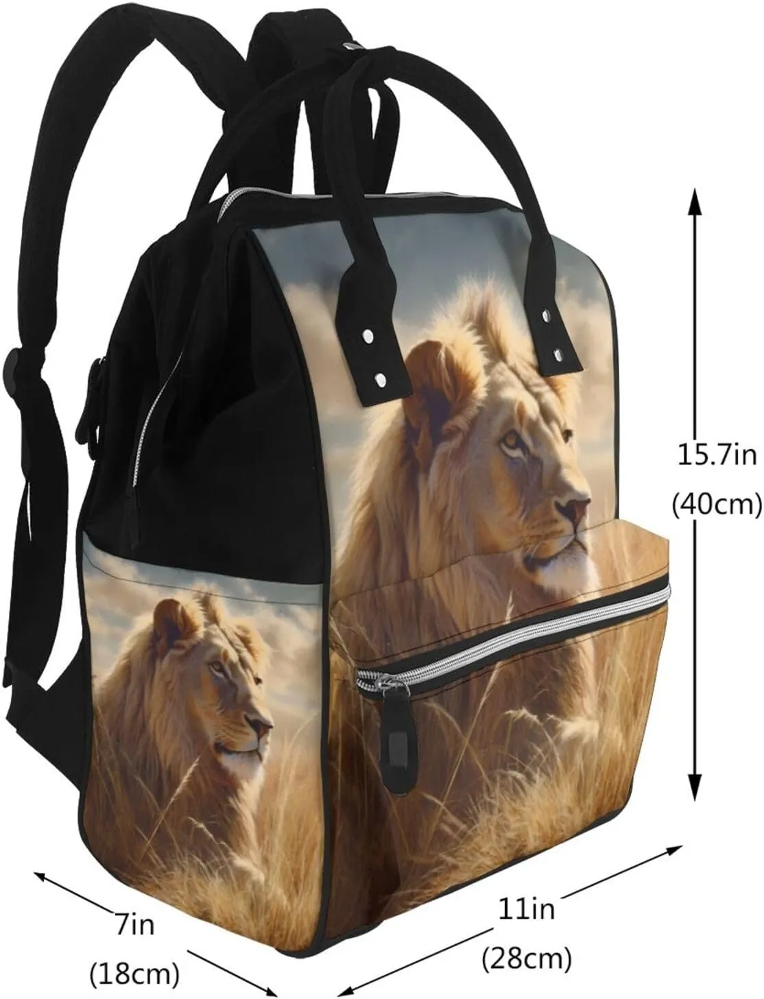 Diaper Bag Backpack for Women Waterproof Mummy Backpack Large Nappy Bag Prairie lion Nursing Bag