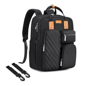 Diaper Bag Backpack, Large Capacity Baby Diaper Backpack with Tons of Pockets, Built-in Stroller Straps, Multi function Waterproof Diaper Bag (Black)
