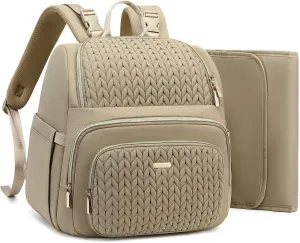 Diaper Bag Backpack - Lightweight & Stylish, Boys, Girls & Baby Travel Essentials Tote with Changing Pad, Insulated Pocket, Stroller Strap - Baby Backpack for Mom, Maternity (Brown Taupe)