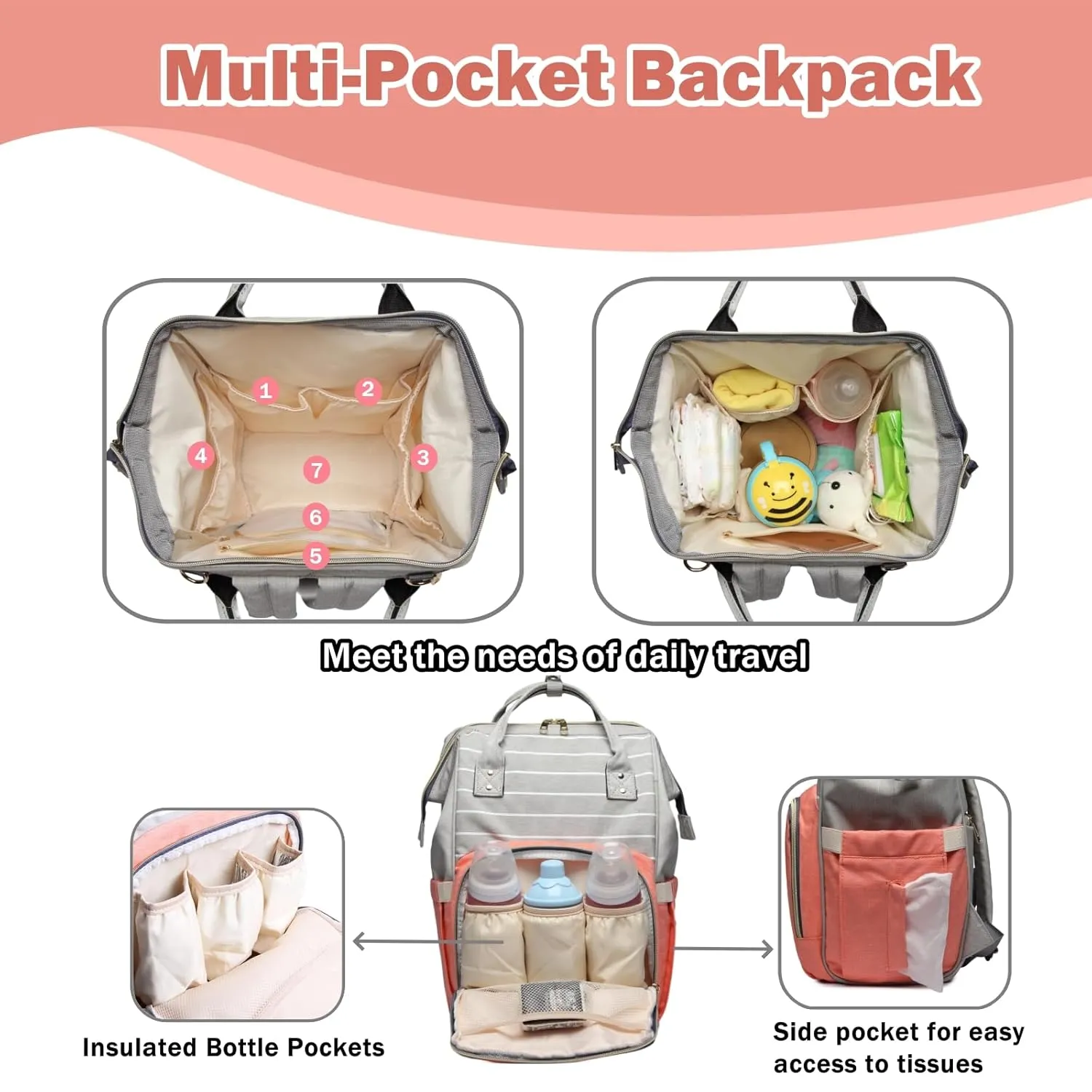 Diaper Bag Backpack Waterproof Multi-Function Diaper Bag for Baby Care Travel Essentials Baby Bag for Mom Large Capacity Green
