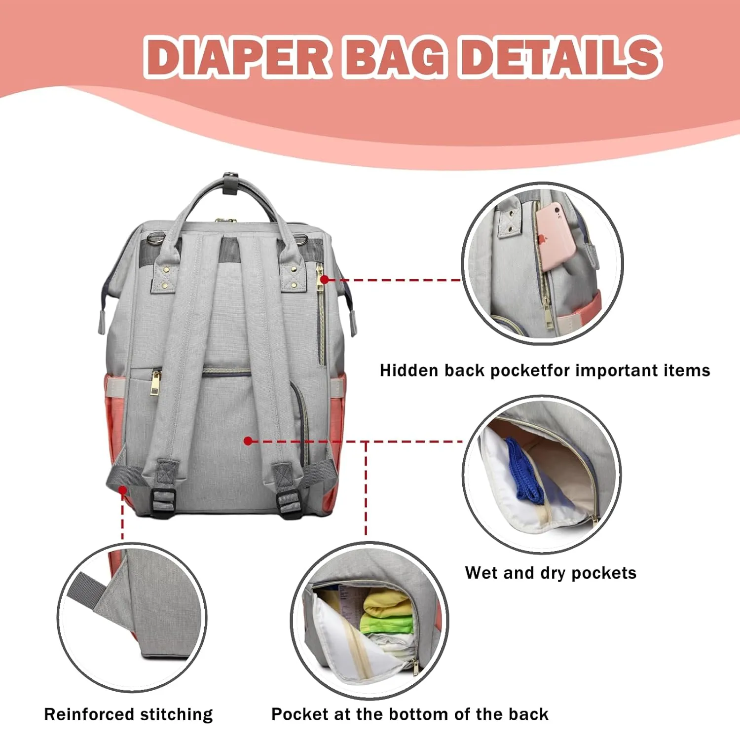 Diaper Bag Backpack Waterproof Multi-Function Diaper Bag for Baby Care Travel Essentials Baby Bag for Mom Large Capacity Green