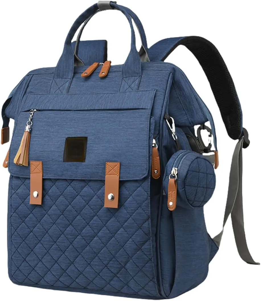Diaper Bag Backpack with Pacifier Case, Diaper Bag Backpack for Women Large Capacity with Insulated Pockets (Blue)