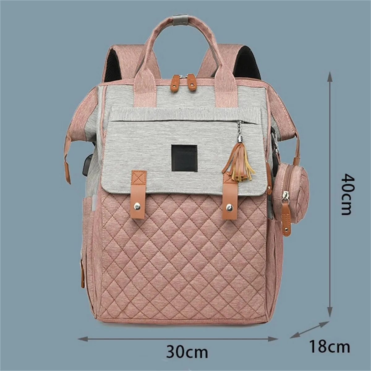 Diaper Bag Backpack with Pacifier Case, Diaper Bag Backpack for Women Large Capacity with Insulated Pockets (Dark grey)