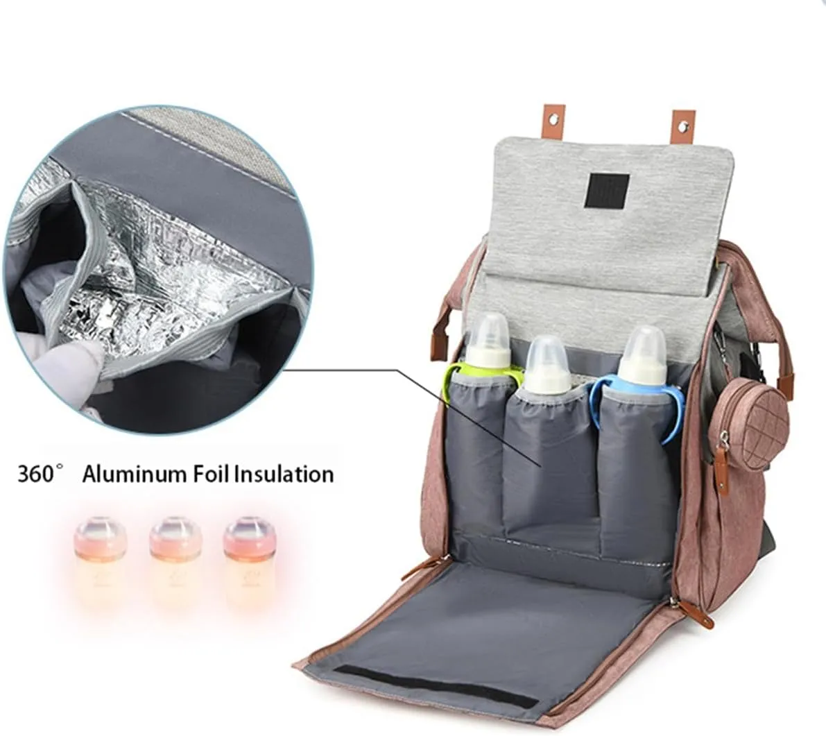 Diaper Bag Backpack with Pacifier Case, Diaper Bag Backpack for Women Large Capacity with Insulated Pockets (Dark grey)