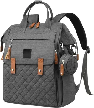 Diaper Bag Backpack with Pacifier Case, Diaper Bag Backpack for Women Large Capacity with Insulated Pockets (Dark grey)