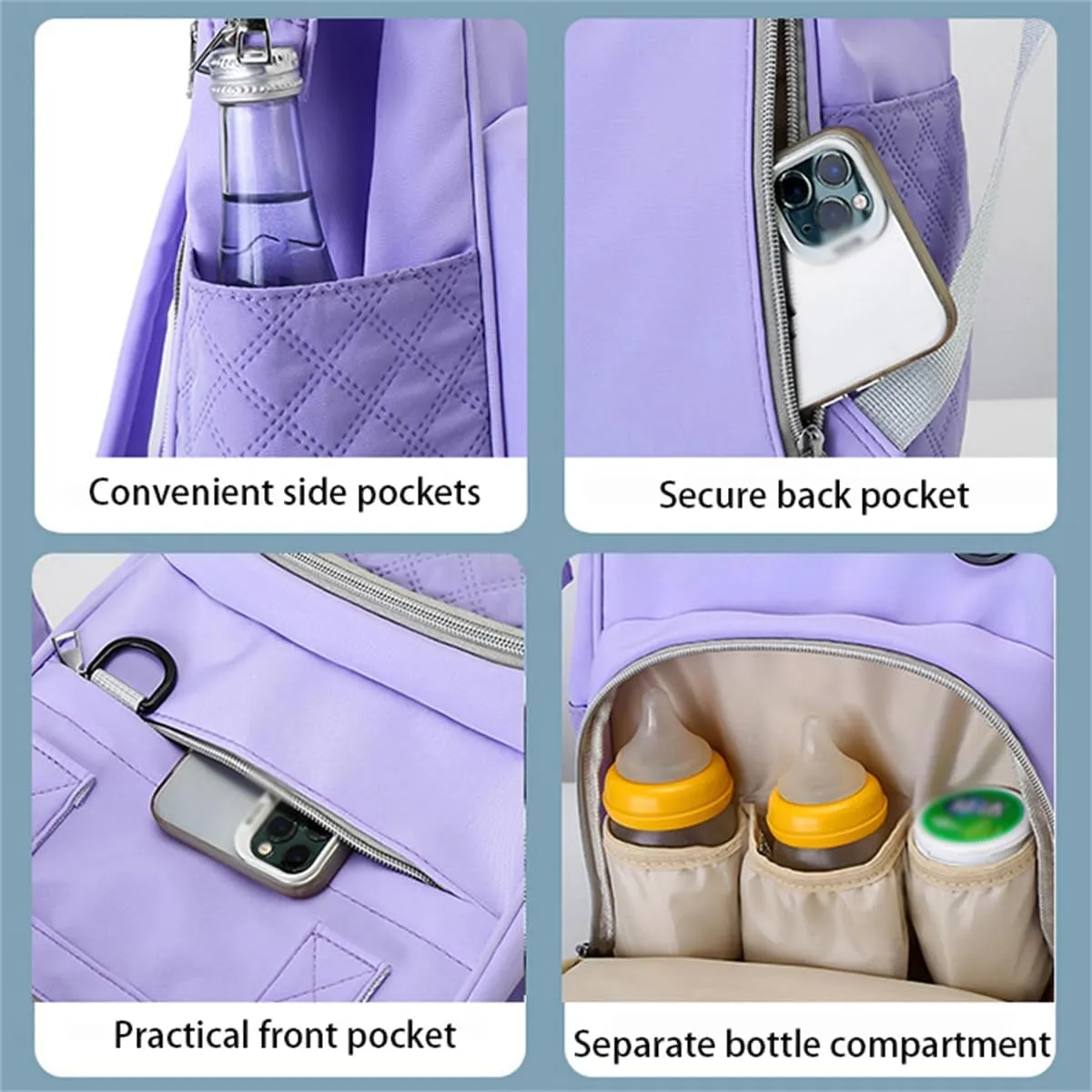 Diaper Bag Backpack with Pacifier Case, Large Capacity Travel Waterproof Insulated Mommy Bag (Blue)