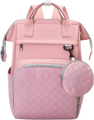 Diaper Bag Backpack with Pacifier Case, Large Capacity Travel Waterproof Insulated Mommy Bag (Pink)