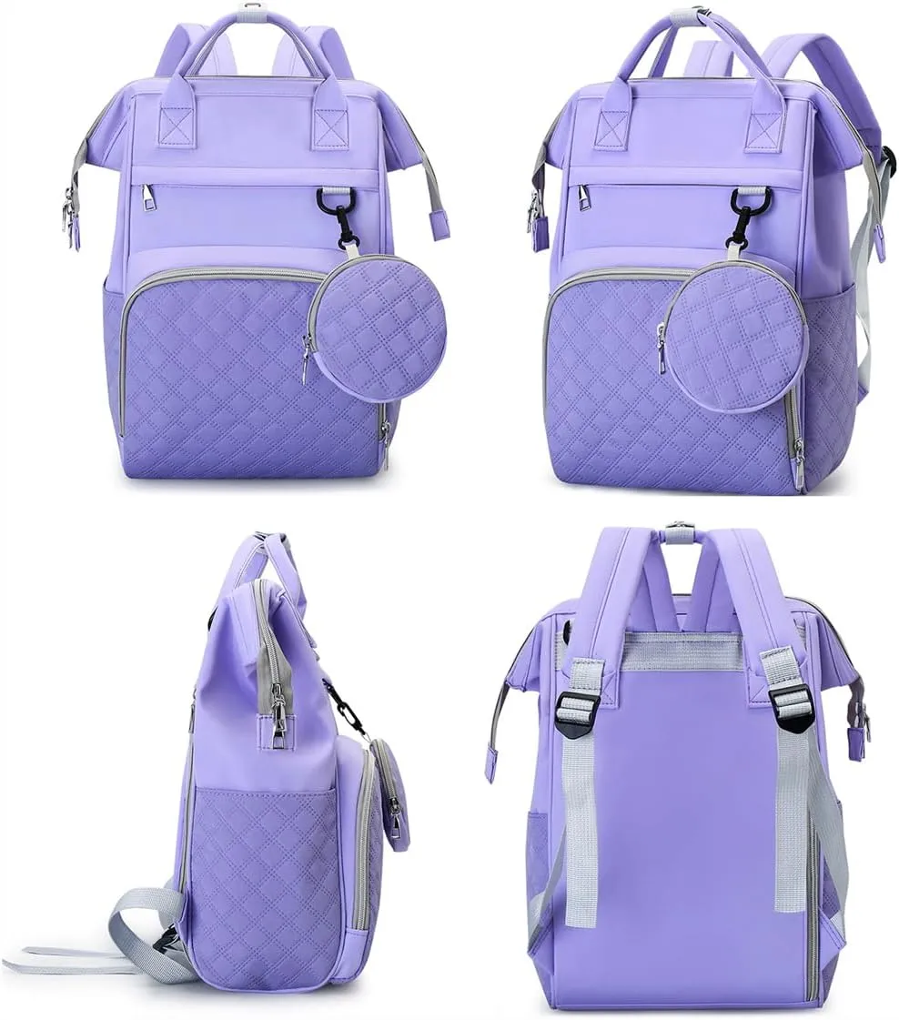Diaper Bag Backpack with Pacifier Case, Large Capacity Travel Waterproof Insulated Mommy Bag (Pink)