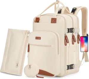 Diaper Bag Backpack,BAGPARKK Multi function Baby Bag with Portable Changing Pad, Pacifier Holder,Waterproof Diaper Bags with USB Charging Port,Anti-Theft Travel Backpack for Mom, Dad, Newborn (Beige)