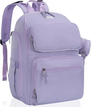 Diaper Bag Large Capacity Diaper Backpack Multi-Function Baby Diaper Bag For Dad And Mom With Insulated Pockets, Stroller Straps, Purple