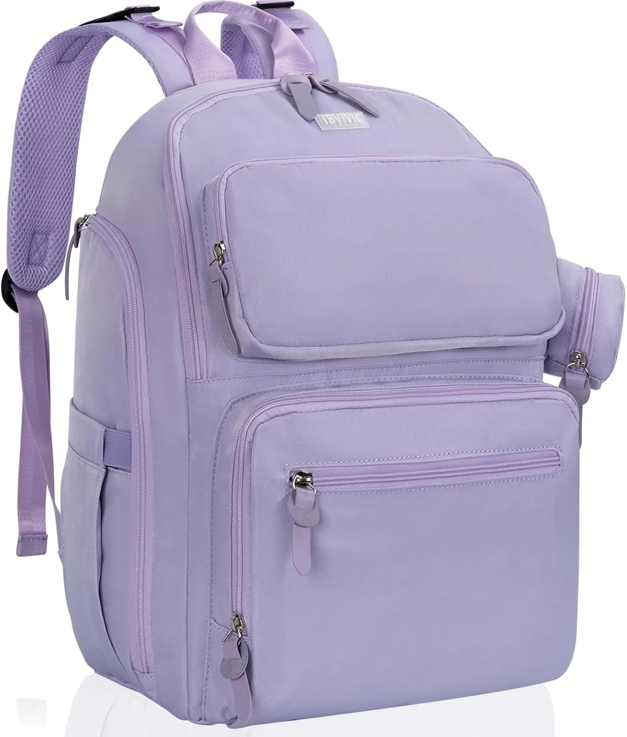 Diaper Bag Large Capacity Diaper Backpack Multi-Function Baby Diaper Bag For Dad And Mom With Insulated Pockets, Stroller Straps, Purple