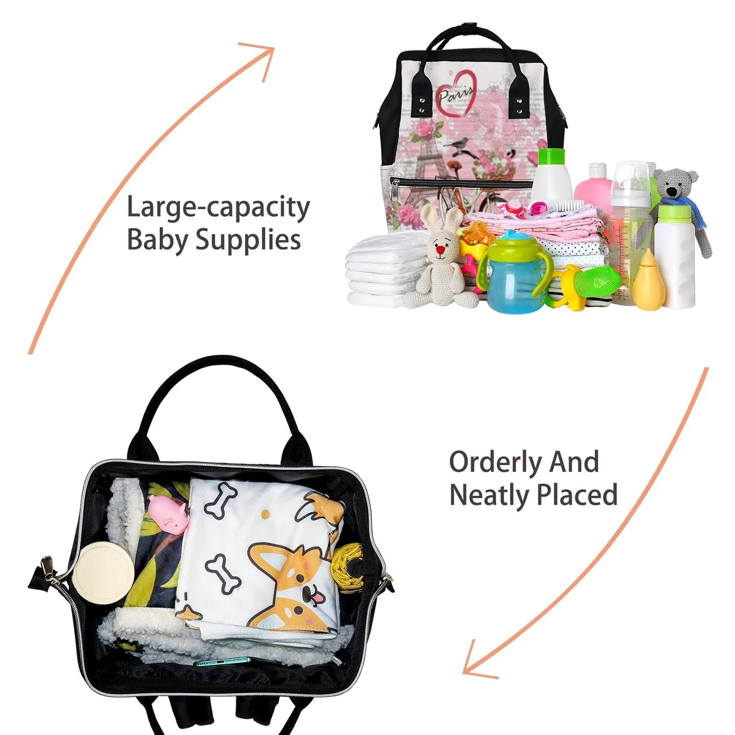 Diaper Bag Mummy Backpack Travel Romance Paris Poster Multifunction Baby Nappy Bag Large Capacity Nursing Bags Waterproof Travel Backpack
