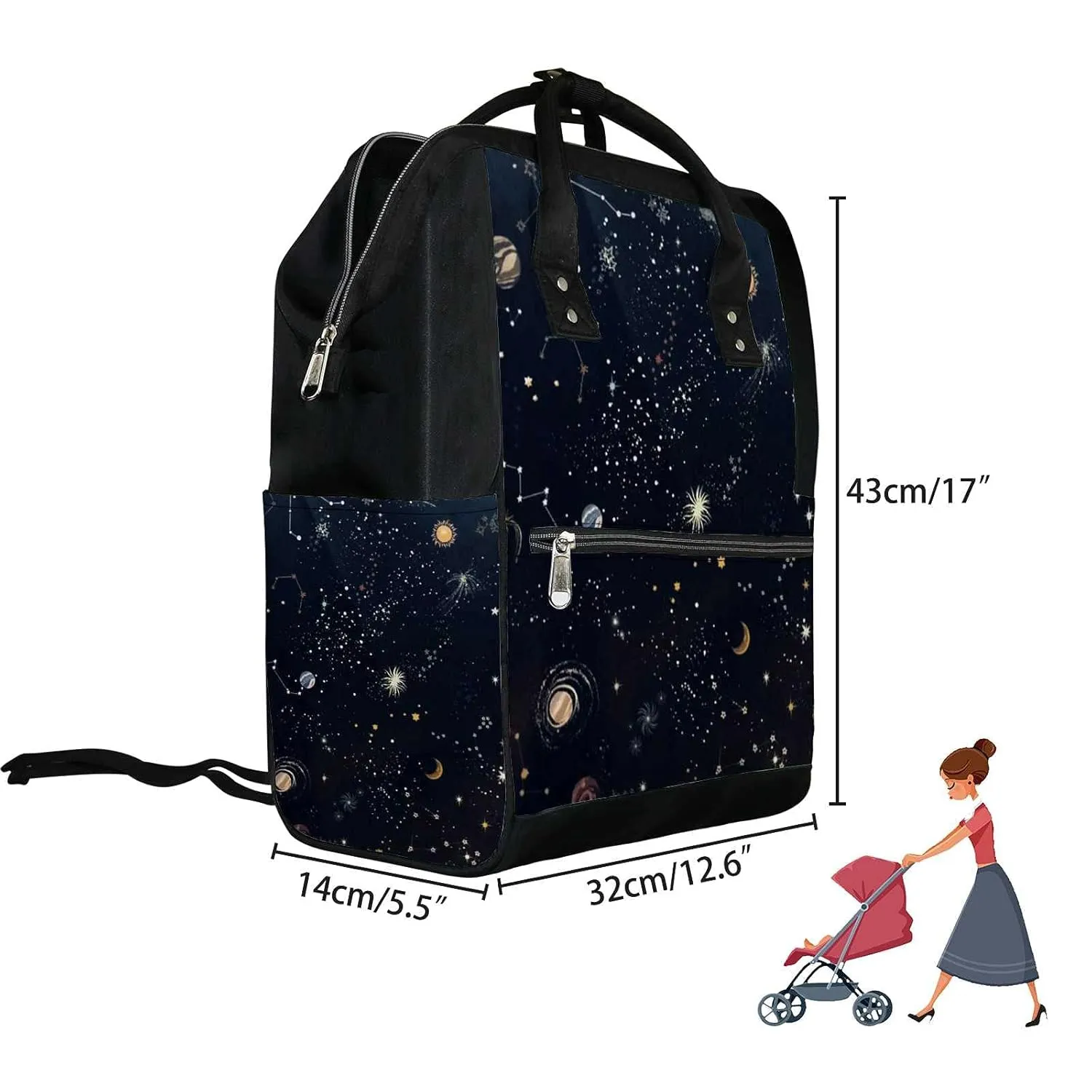 Diaper Bag Mummy Backpack Zodiac Astronomy Art Sun Moon Meteor Multifunction Baby Nappy Bag Large Capacity Nursing Bags Waterproof Travel Backpack