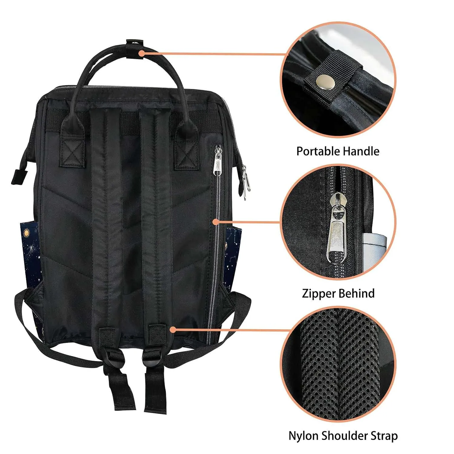 Diaper Bag Mummy Backpack Zodiac Astronomy Art Sun Moon Meteor Multifunction Baby Nappy Bag Large Capacity Nursing Bags Waterproof Travel Backpack