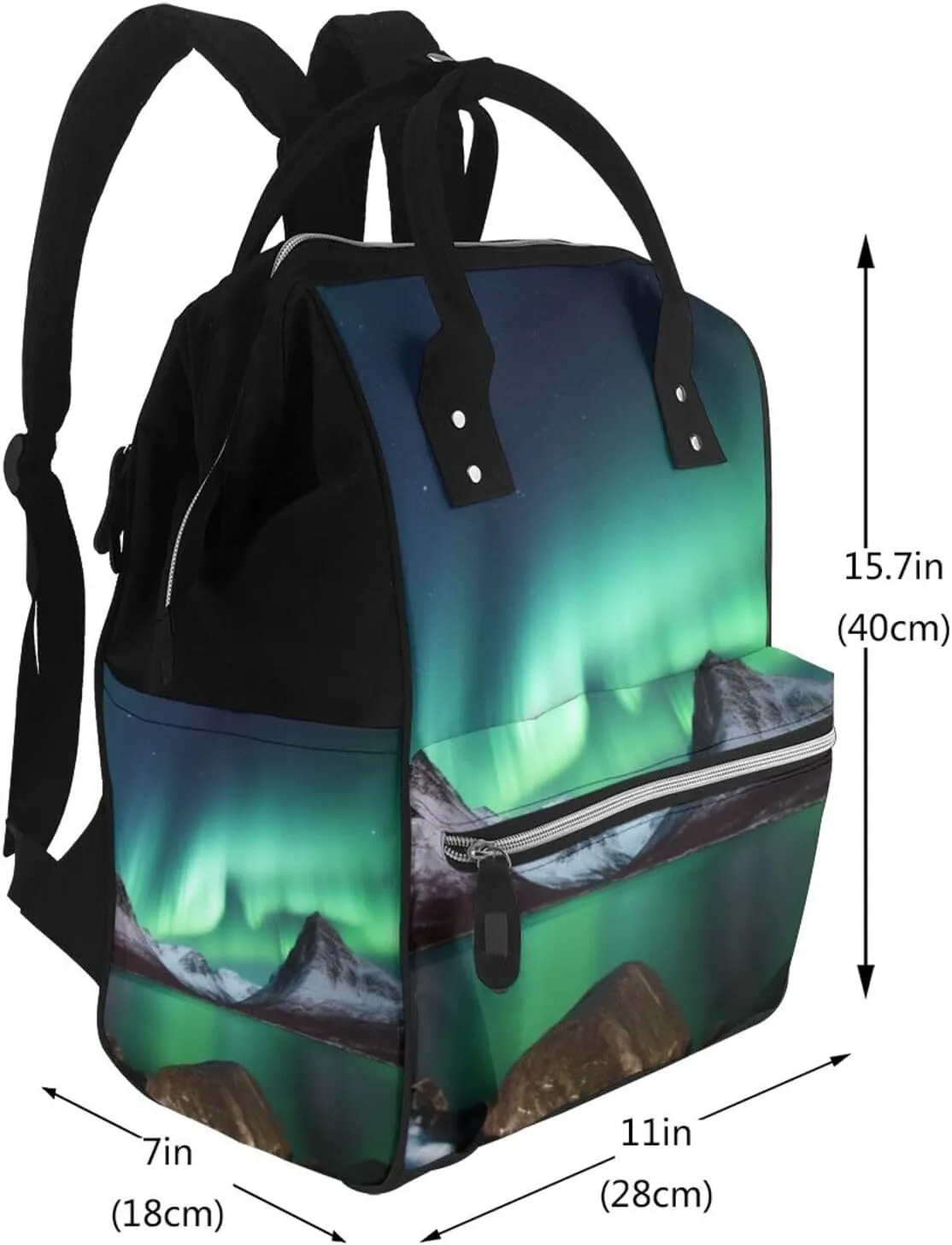 Diaper Bag Nappy Backpack Baby Bag British Flag Mummy Backpack Multifunction Changing Bags for Travel, Aurora Borealis, One Size