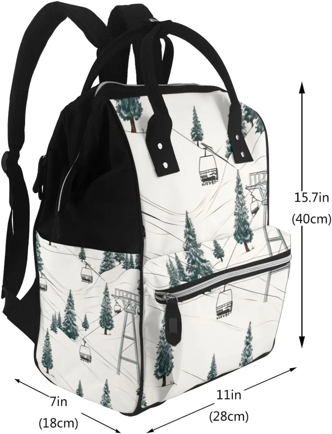 Diaper Bag Nappy Backpack Baby Bag Native American1 Mummy Backpack Multifunction Changing Bags for Travel, Ski Lift With Fir Tree, One Size