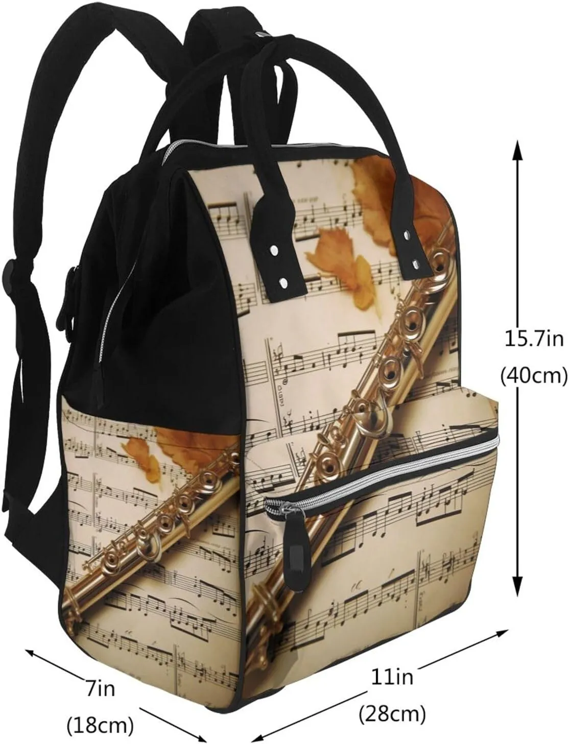 Diaper Bag Nappy Backpack Baby Bag Opossum and Roses Mummy Backpack Multifunction Changing Bags for Travel, Flute Music, One Size