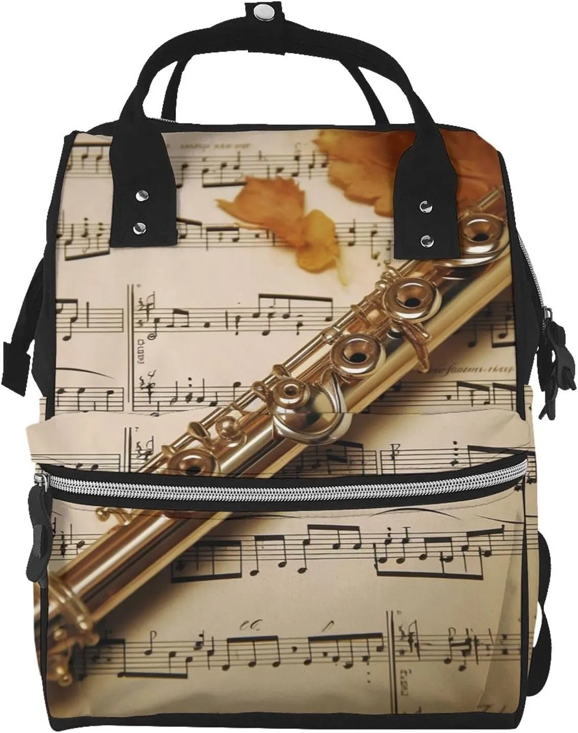 Diaper Bag Nappy Backpack Baby Bag Opossum and Roses Mummy Backpack Multifunction Changing Bags for Travel, Flute Music, One Size