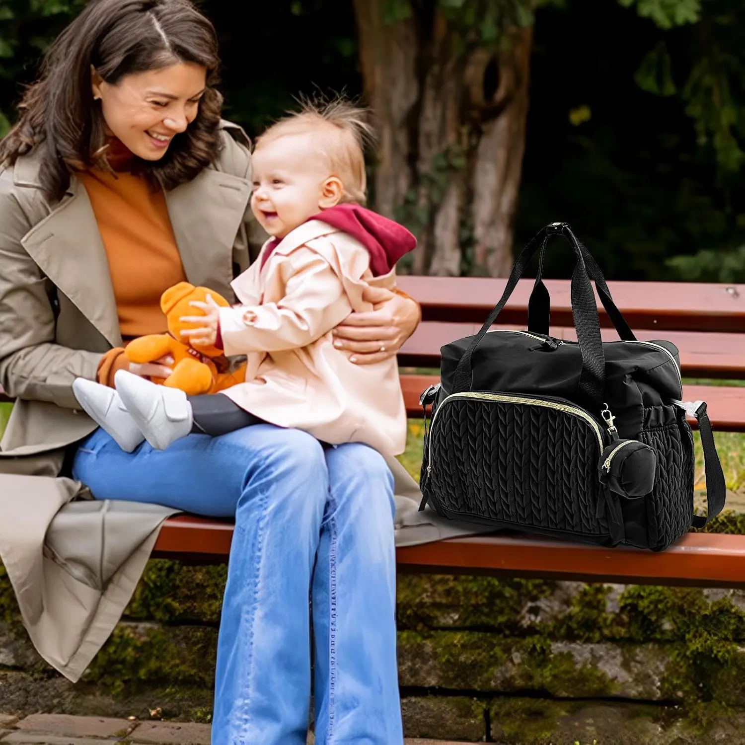 Diaper Bag Organizer - Baby Diaper Bag With Pacifier Case | Large Travel Diaperr Tote | Diaperrr Tote For Mom And Dad | Child