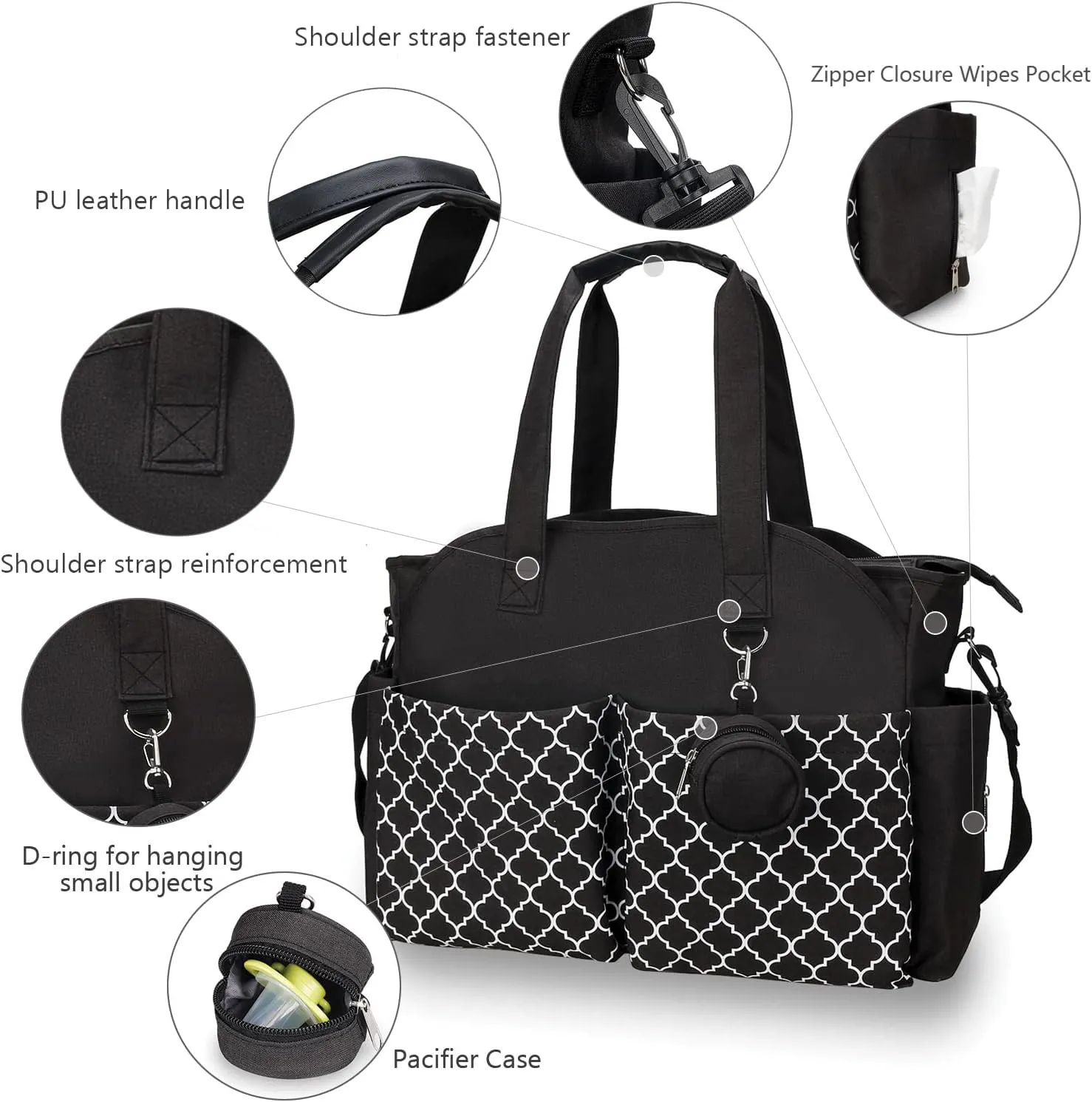 Diaper Bag Tote Large Baby Changing Bag for Mom with Changing Station