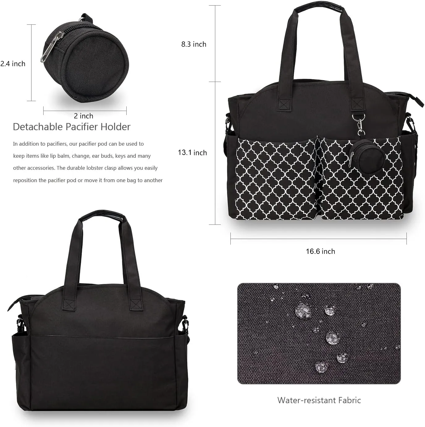 Diaper Bag Tote Large Baby Changing Bag for Mom with Changing Station