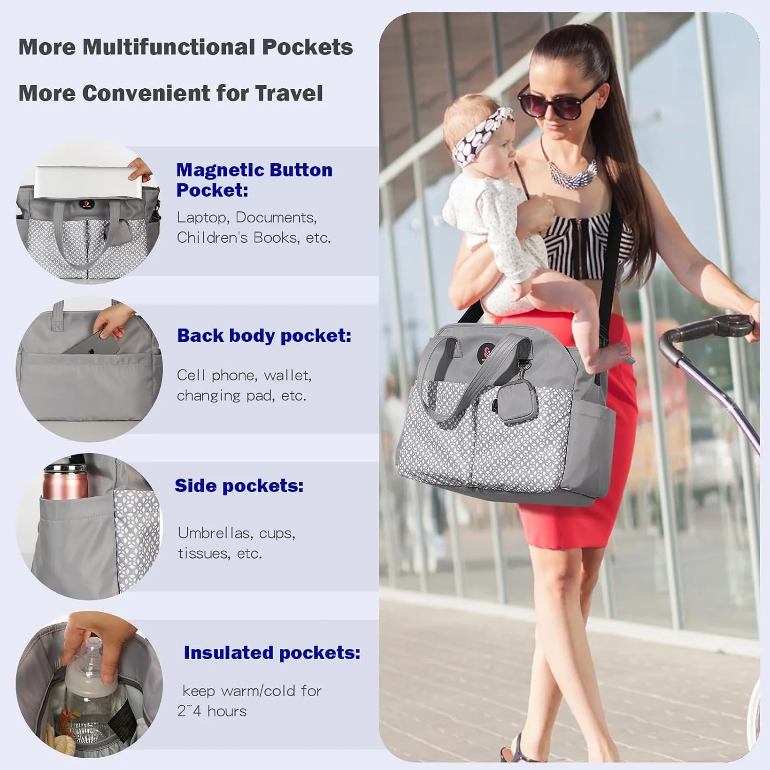 Diaper Bag Tote: Large Tote Baby Bag Boy Diaper Bag Stylish Girl Diaper Bag,Shoulder Mommy Bag