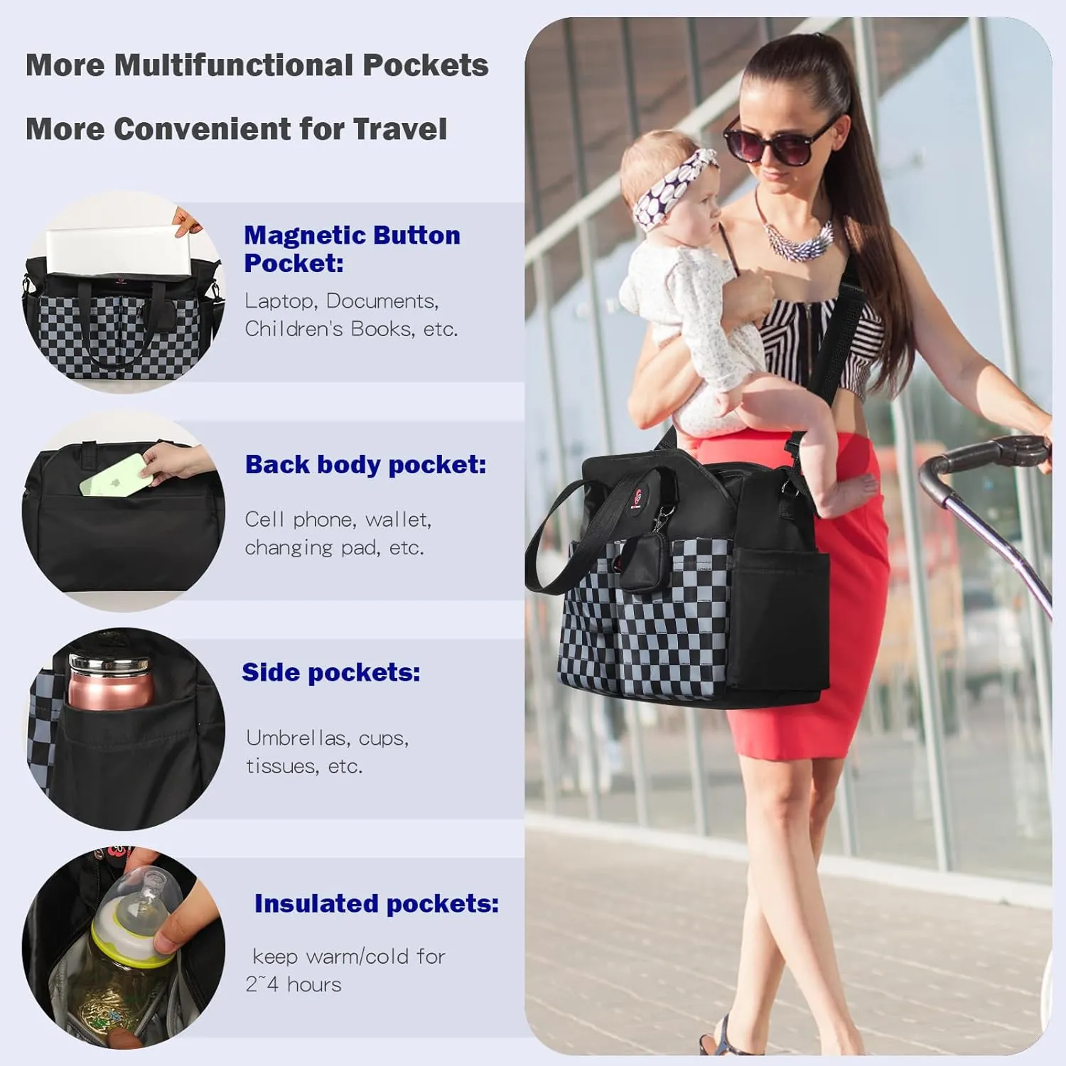 Diaper Bag Tote: Large Tote Baby Bag Boy Diaper Bag Stylish Girl Diaper Bag,Shoulder Mommy Bag