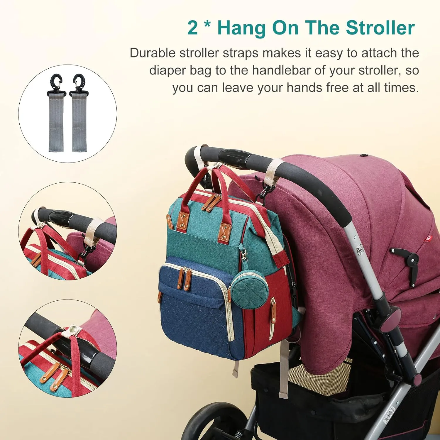 Diaper Bag with Changing Station, Waterproof Baby Bags for Boys Girls, USB Charging Port, Baby Shower Gifts, RGB