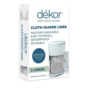 Diaper Dekor Cloth Diaper Liner | 2 Count | Gray | Perfect for Cloth Diapers | Just Step – Drop – Done | Quick & Easy to Replace | Fits the Diaper Dekor Plus Hands-Free Diaper Pail | Machine Washable