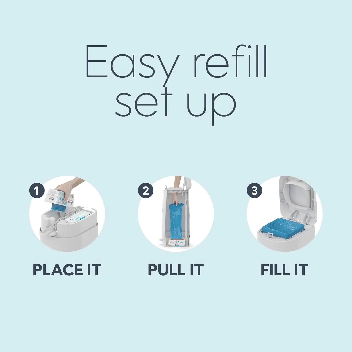 Diaper Genie Easy Roll Refill 18 Bags Per Refill Holds Up to 846 Newborn Diapers Odor Control Diaper Pail Refill Bags Fits Diaper Genie Signature, Platinum & Deluxe Pails