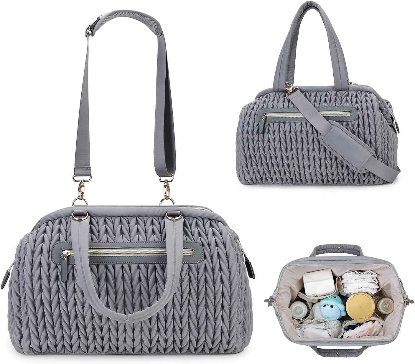 Diaper Quiltde Tote Large Mommy Maternity Bag Stroller Bag Upgrade Multi-Function with Adjustable Shoulder Strap