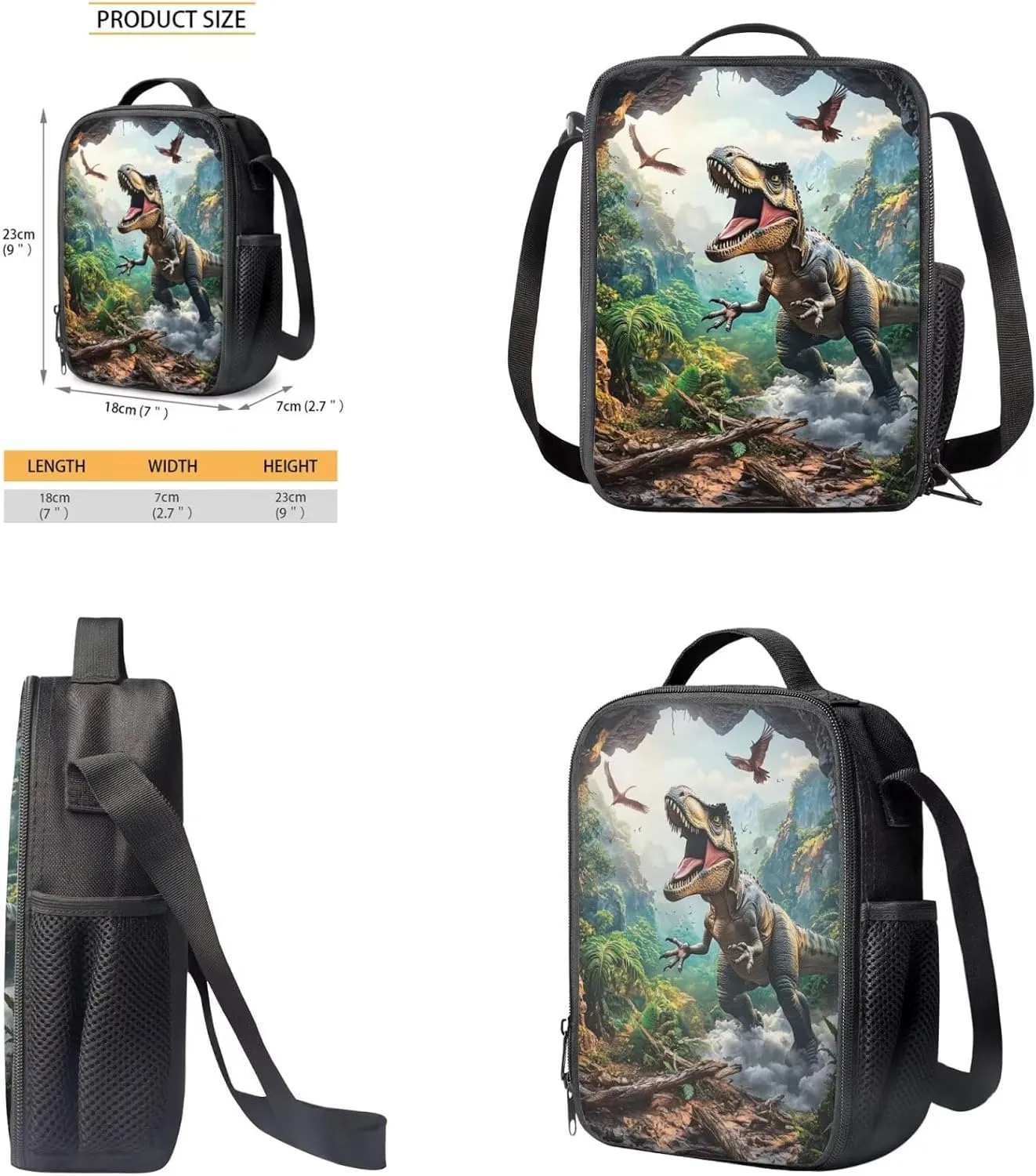Dinosaur Backpack for Boys 6-8 Lightweight 4 Piece Kindergarten Bookbag with Lunch Box Large Capacity 1st Grade School Bag with Water Bottle Holder