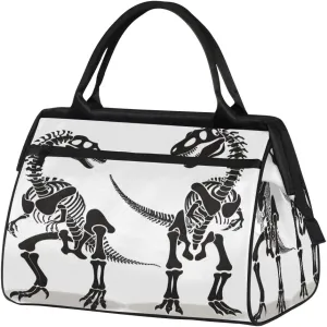 Dinosaur Skeletons Travel Duffel Bag Sports Tote Gym Bag Carry on Weekender Overnight Bag for Women and Men