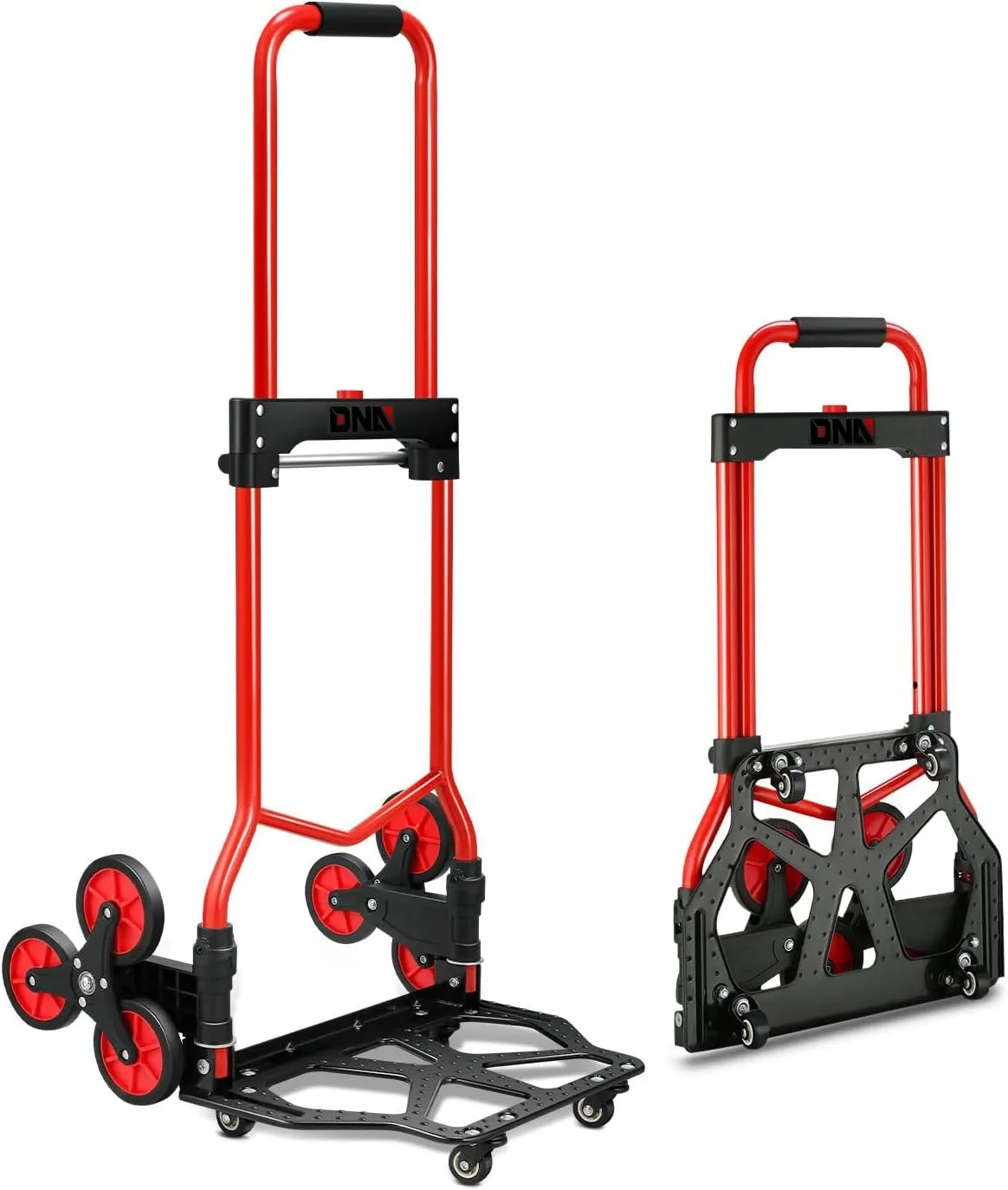 DNA MOTORING 2 in 1 Heavy Duty Stair Climbing Trolley Dolly Stair Climber Hand Truck 6 Wheels 176lbs Capacity Stair Dolly w/Telescopic Handle TOOLS-00746