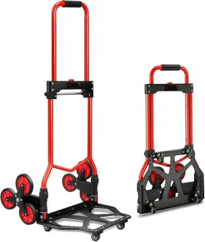 DNA MOTORING 2 in 1 Heavy Duty Stair Climbing Trolley Dolly Stair Climber Hand Truck 6 Wheels 176lbs Capacity Stair Dolly w/Telescopic Handle TOOLS-00746
