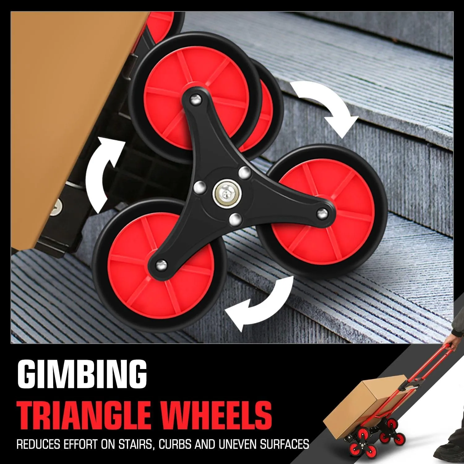DNA MOTORING 2 in 1 Heavy Duty Stair Climbing Trolley Dolly Stair Climber Hand Truck 6 Wheels 176lbs Capacity Stair Dolly w/Telescopic Handle TOOLS-00746