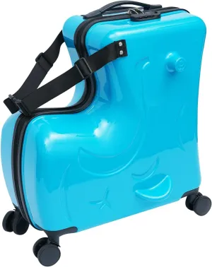 DNYSYSJ 20 Inch Children's Ride On Trolley , Portable Universal Wheel , Carry On Luggage, Waterproof Unisex Boys Girls Travel Suitcase With Lock, ABS PC (Blue)