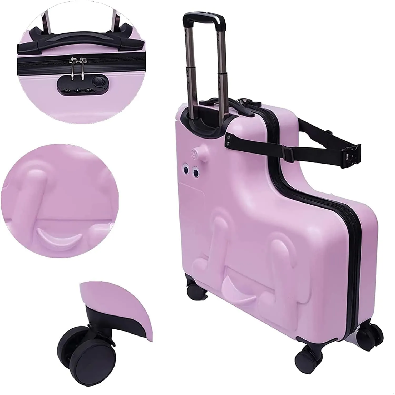 DNYSYSJ 24 Inch Children's Ride-On Trolley Luggage, Portable Universal Wheel Luggage, Waterproof Unisex Boys Girls Travel Suitcase with Lock Rideable Luggage, ABS PC, Aged 6-12 Years Old