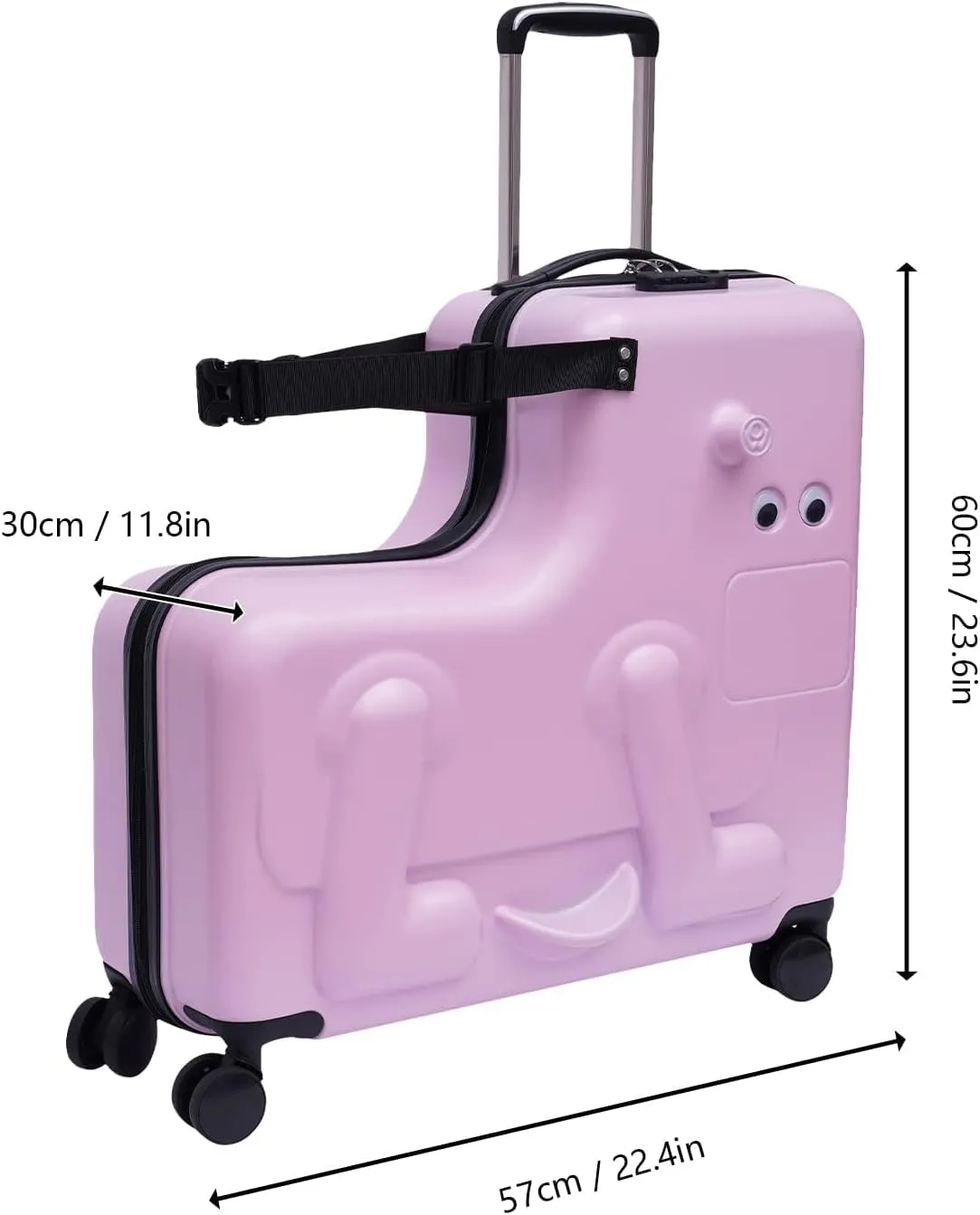 DNYSYSJ 24 Inch Children's Ride-On Trolley Luggage, Portable Universal Wheel Luggage, Waterproof Unisex Boys Girls Travel Suitcase with Lock Rideable Luggage, ABS PC, Aged 6-12 Years Old