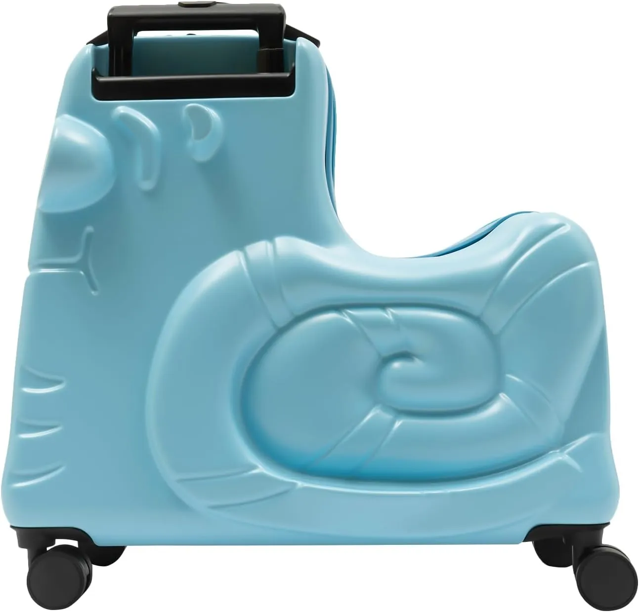DNYSYSJ Children's Ride On Luggage, 20" Kid's Trolley Suitcase with Universal Wheels and Password Lock, Carry On Luggage Rolling Luggage, Aged 1-6 Years, ABS PC (Blue, Snail Pattern)